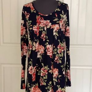 XL magic fit blue dress with flowers